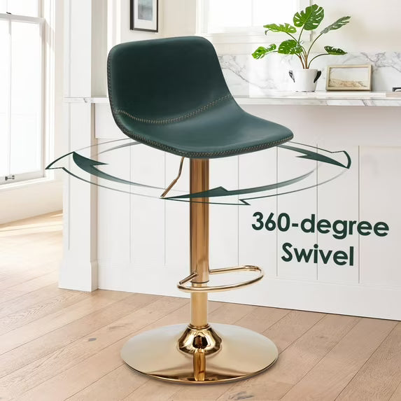 Farini Adjustable Bar Stools Set of 2, Modern Swivel Bar Stools, Bar Height Stools with Back Support, Pu Leather Bar Stool for Kitchen Island Counter