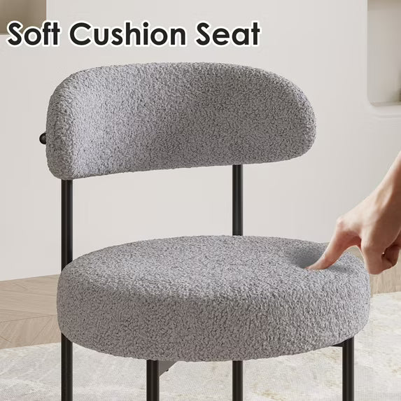 Farini Mid-Century Modern Dining Chairs Set of 4, Upholstered Kitchen Chairs with Metal Legs for Dining Room, Living Room, Cafe, Gray