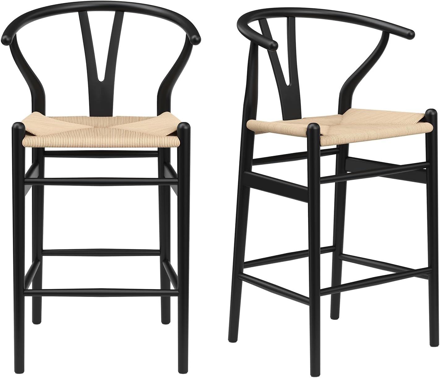 Farini Wishbone Barstool,Weave Counter Height Bar Stools, Fully Assembled Rattan Bar Chairs for Kitchen Island,1pc