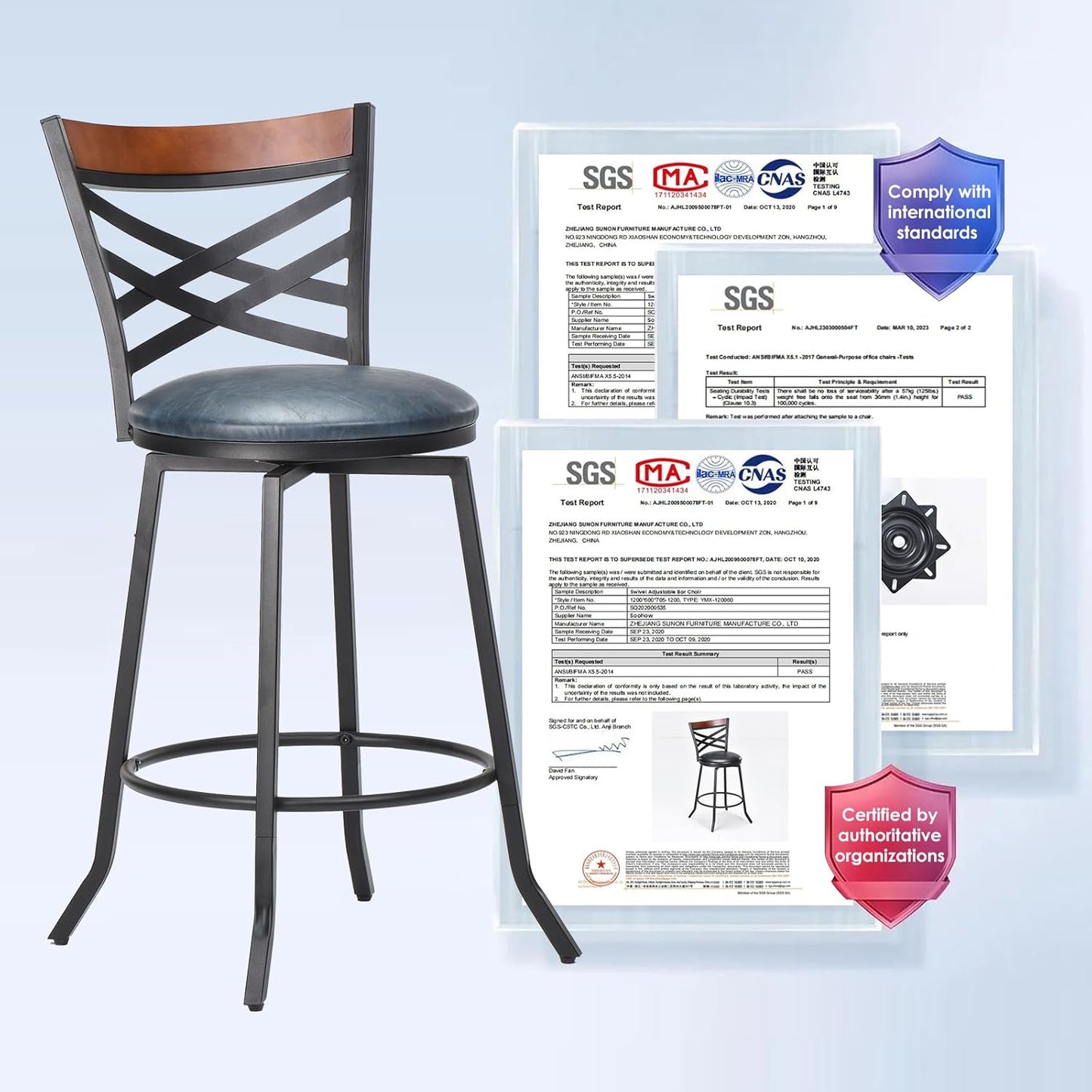 Farini Swivel Bar Stools Set of 2,Mid Century Modern Counter Height Bar Stools,Counter Stools for Kitchen Counter Height Chairs with Back Faux Leather Barstools for Kitchen Island Bar Stools,350lb