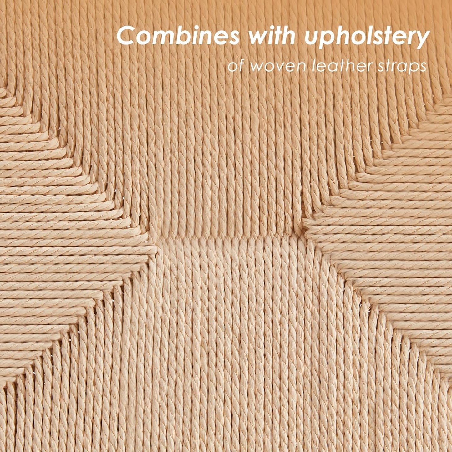 Farini Modern Boho Accent Chairs for Living Room,Mid Century Accent Chair,Side Chair Indoor Scandinavian Cognac Natural Wood Beech Braided Jute Woven Weave Paper Rope Seat