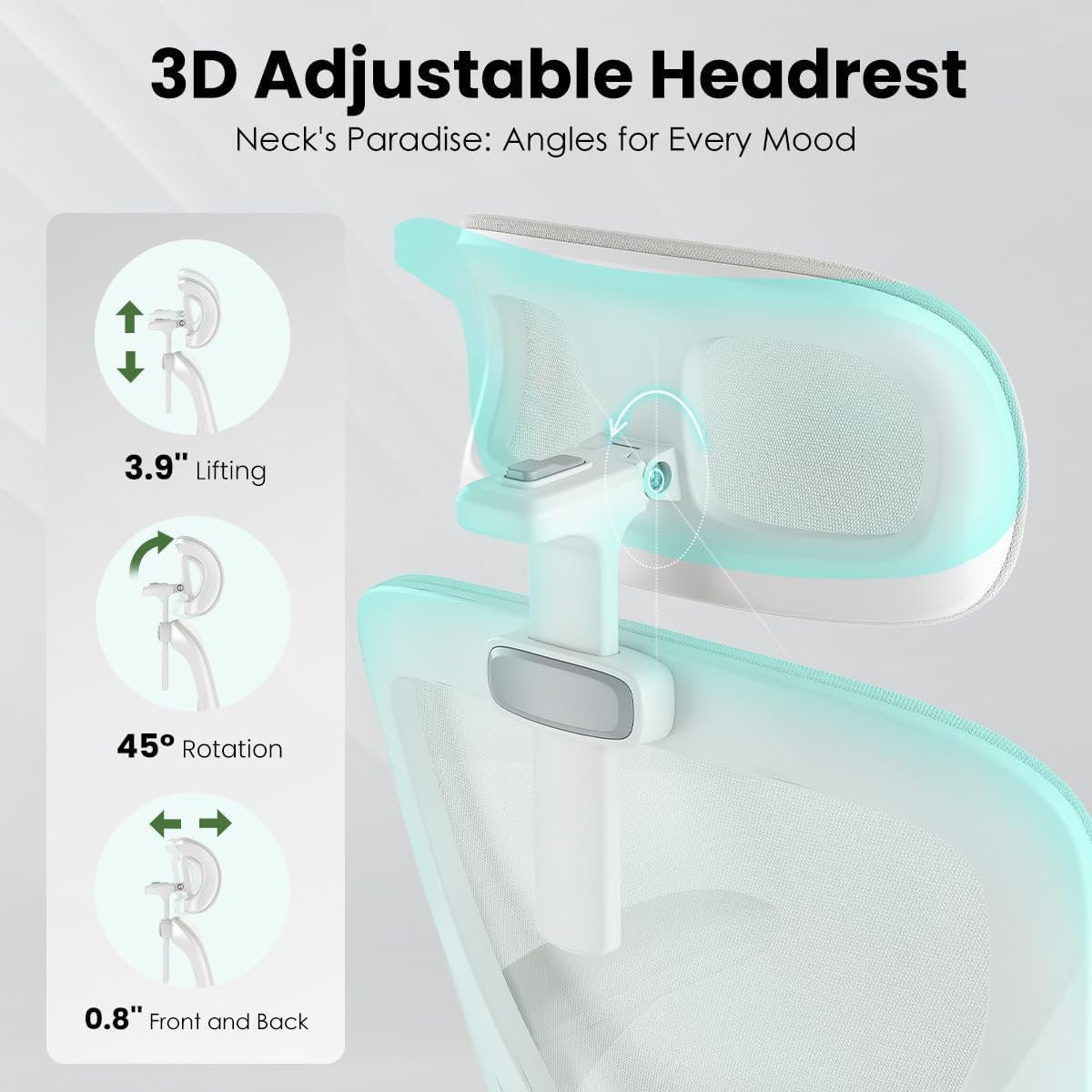 Farini Ergonomic Office Chair,Home Office Desk Chair with Adjustable Lumbar Support and Armrests,Comfy Computer Desk Chair with Headrest,for Home and Office