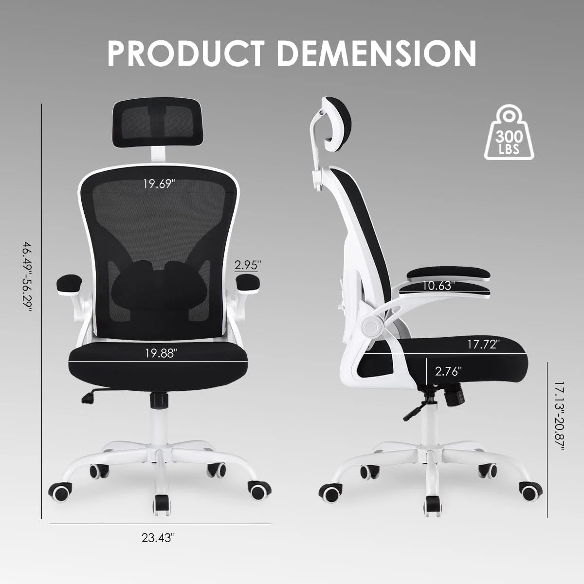 Farini Ergonomic Office Chair, Home Office Desk Chair with Headrest, High Back Computer Chair with Armrests and Adjustable Lumbar Support.for Home Office Study Room Bedroom