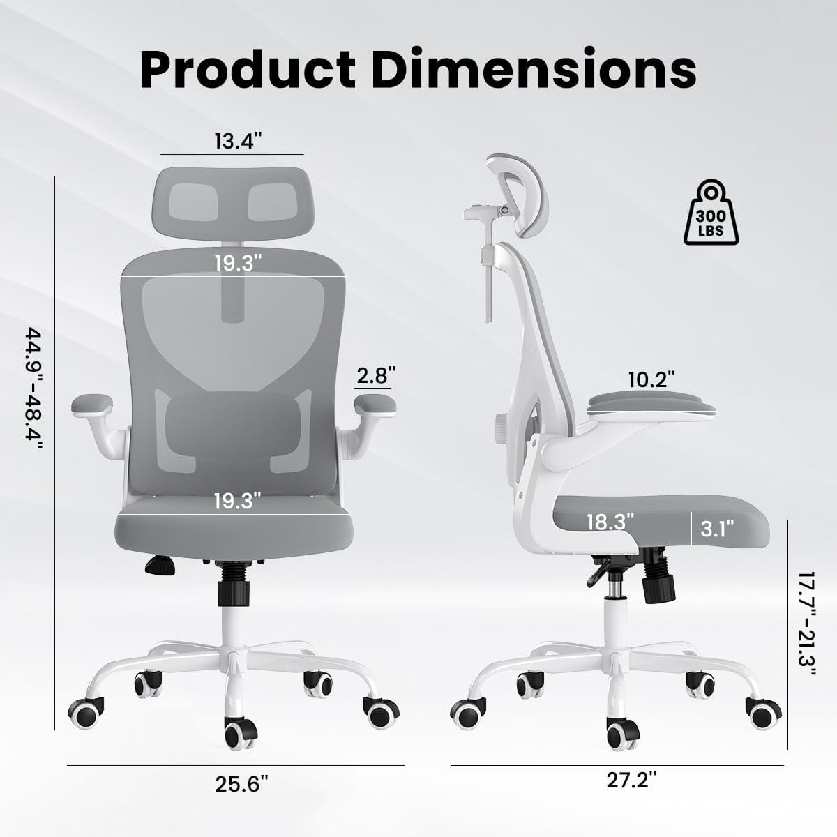 Farini Ergonomic Office Chair,Home Office Desk Chair with Adjustable Lumbar Support and Armrests,Comfy Computer Desk Chair with Headrest,for Home and Office