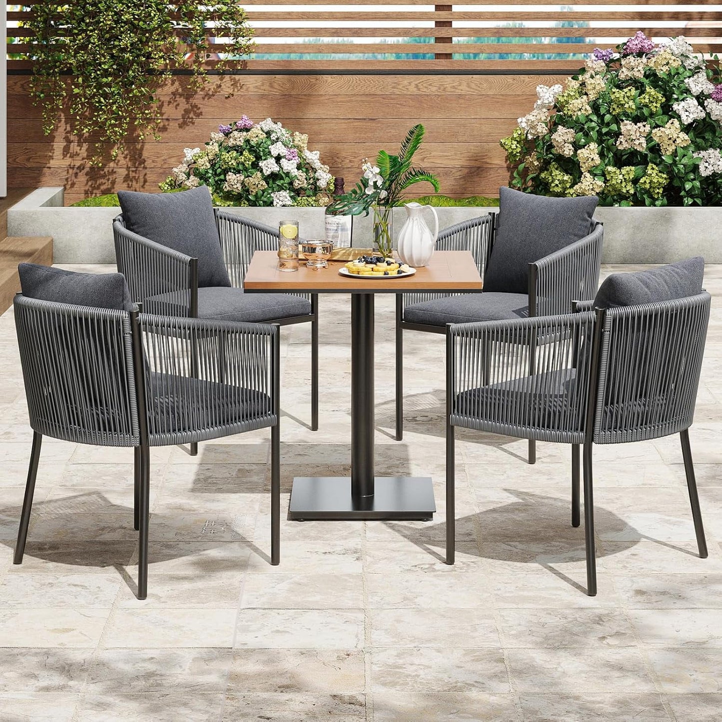 Farini Outdoor Furniture Set for 2, Outdoor Dining Set Patio Chairs 2 Piece, Rattan Wicker Patio Furniture Chairs with Cushions for Garden, Deck, Backyard, Poolside