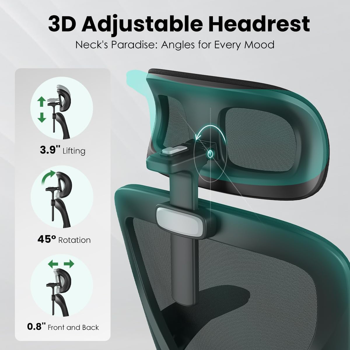 Farini Ergonomic Office Chair,Home Office Desk Chair with Adjustable Lumbar Support and Armrests,Comfy Computer Desk Chair with Headrest,for Home and Office