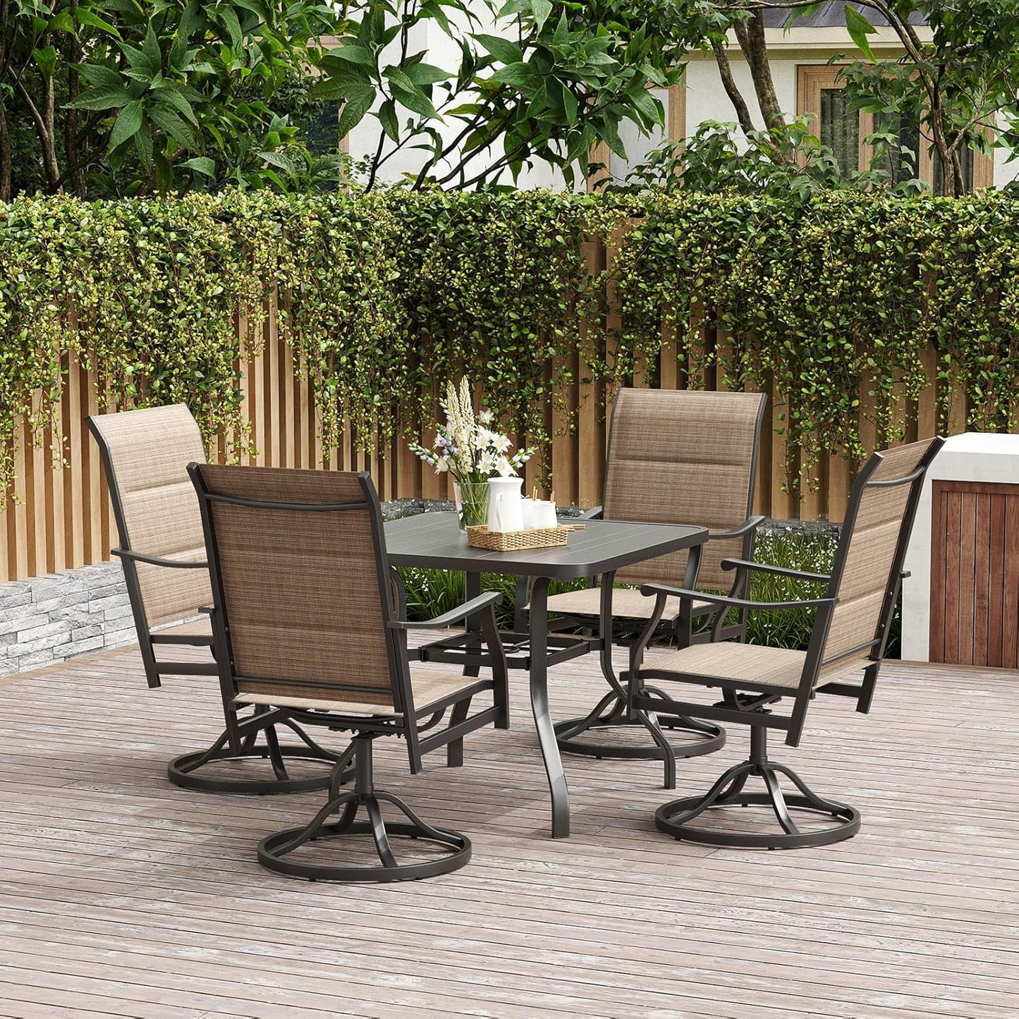 Farini Outdoor Dining Chairs Set, 360°Swivel Patio Dining Chair with Textilene Fabric, Outdoor Metal Armchair All Weather Resistant, Ergonomic Comfort, Perfect for Patio, Backyard, Balcony