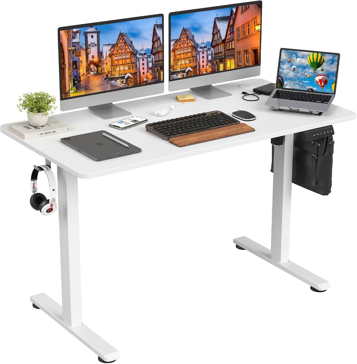 Farini Electric Standing Desk 40"x24", Adjustable Height Sit Stand Desk with Splice Board for Home Office