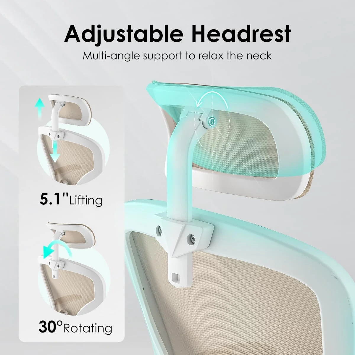 Farini Ergonomic Office Chair, Home Office Desk Chair with Headrest, High Back Computer Chair with Armrests and Adjustable Lumbar Support.for Home Office Study Room Bedroom