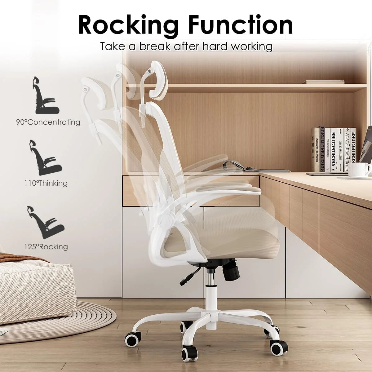 Farini Ergonomic Office Chair, Home Office Desk Chair with Headrest, High Back Computer Chair with Armrests and Adjustable Lumbar Support.for Home Office Study Room Bedroom