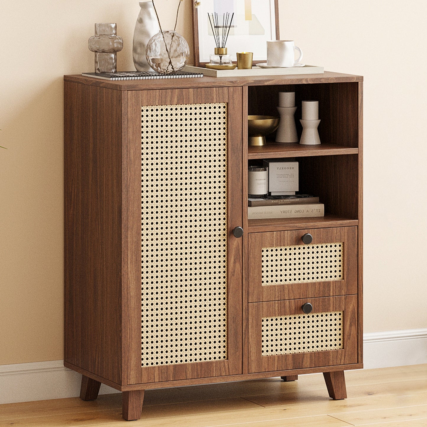 Farini Sideboard Buffet Cabinet, Accent Cabinet with Drawers and Adjustable Shelf for Kitchen, Living Room, Entryway