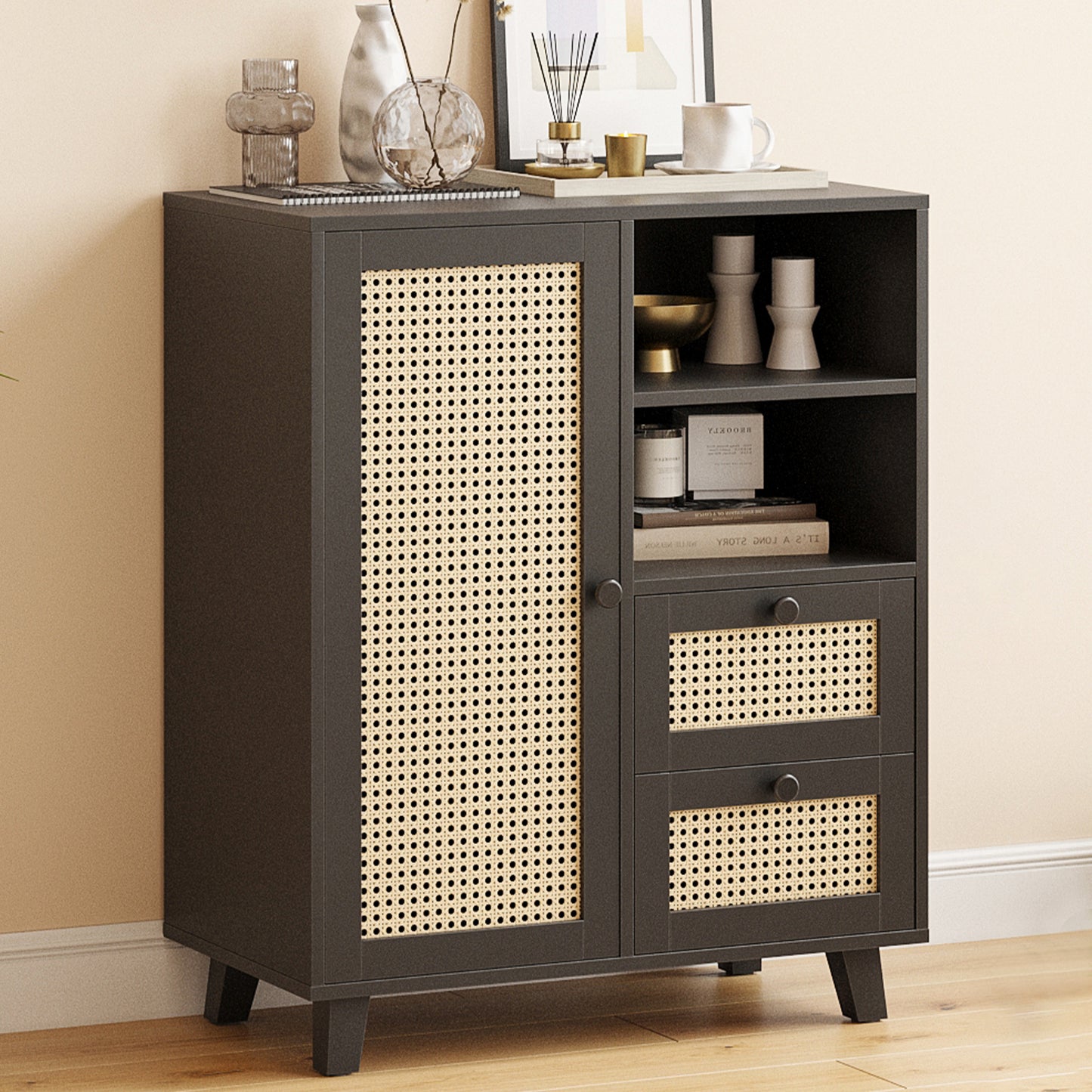 Farini Sideboard Buffet Cabinet, Accent Cabinet with Drawers and Adjustable Shelf for Kitchen, Living Room, Entryway