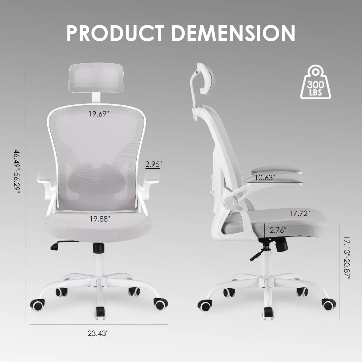 Farini Ergonomic Office Chair, Home Office Desk Chair with Headrest, High Back Computer Chair with Armrests and Adjustable Lumbar Support.for Home Office Study Room Bedroom