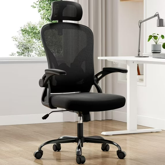 Farini Ergonomic Office Chair, Home Office Desk Chair with Headrest, High Back Computer Chair with Armrests and Adjustable Lumbar Support.for Home Office Study Room Bedroom, Black & Black