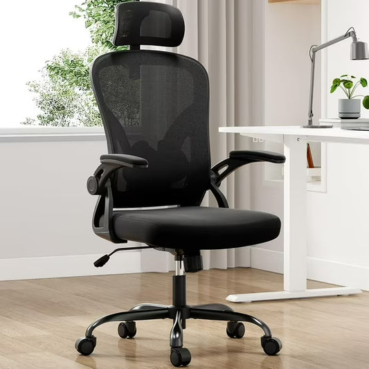 Farini Ergonomic Office Chair, Home Office Desk Chair with Headrest, High Back Computer Chair with Armrests and Adjustable Lumbar Support.for Home Office Study Room Bedroom, Black & Black