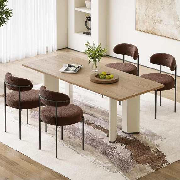 Farini Mid-Century Modern Dining Chairs Set of 4, Upholstered Kitchen Chairs with Metal Legs for Dining Room, Living Room, Cafe, Coffee