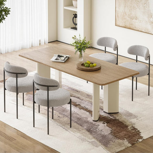 Farini Mid-Century Modern Dining Chairs Set of 4, Upholstered Kitchen Chairs with Metal Legs for Dining Room, Living Room, Cafe, Gray