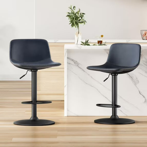Farini Adjustable Bar Stools Set of 2, Modern Swivel Bar Stools, Bar Height Stools with Back Support, Pu Leather Bar Stool for Kitchen Island Counter