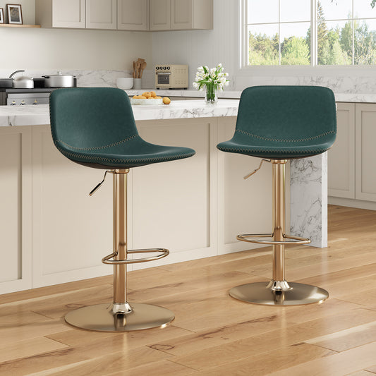 Farini Adjustable Bar Stools Set of 2, Modern Swivel Bar Stools, Bar Height Stools with Back Support, Pu Leather Bar Stool for Kitchen Island Counter