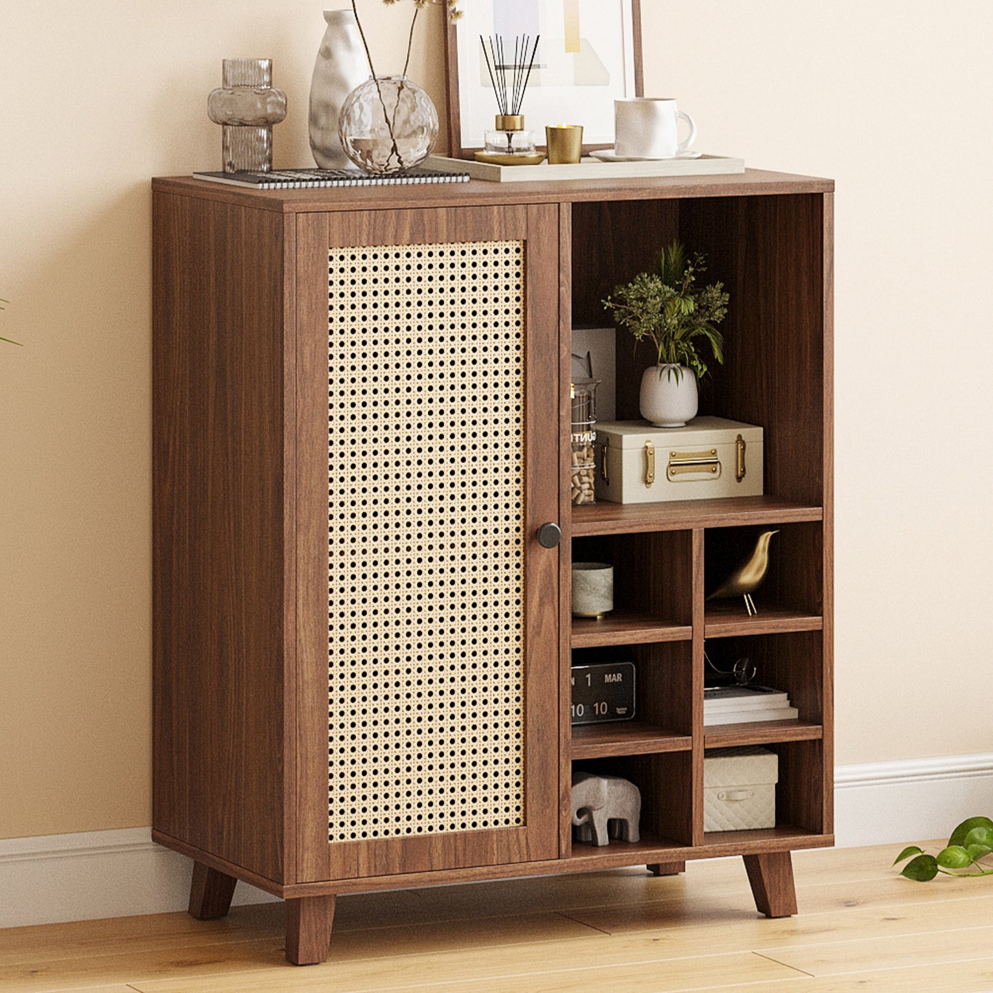 Farini Sideboard Buffet Cabinet, Bar Cabinet with Wine Racks and Adjustable Shelf for Kitchen, Living Room, Home Bar