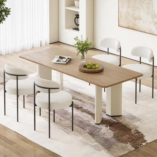 Farini Mid-Century Modern Dining Chairs Set of 4, Upholstered Kitchen Chairs with Metal Legs for Dining Room, Living Room, Cafe, Beige
