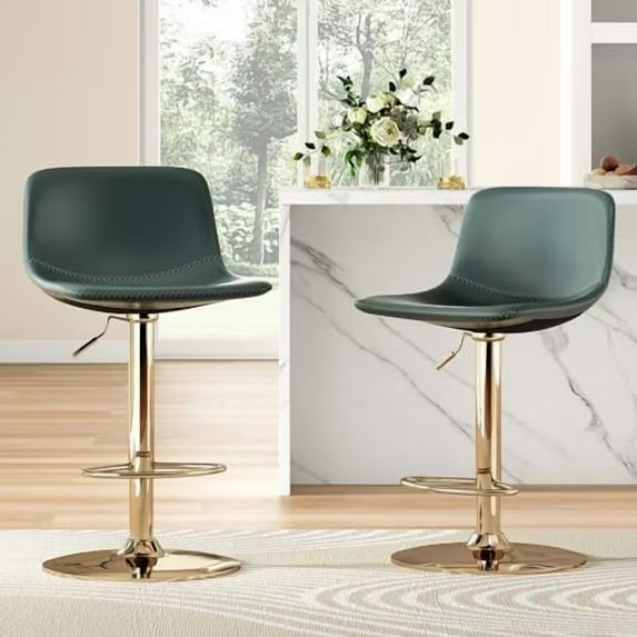 Farini Adjustable Bar Stools Set of 2, Modern Swivel Bar Stools, Bar Height Stools with Back Support, Pu Leather Bar Stool for Kitchen Island Counter