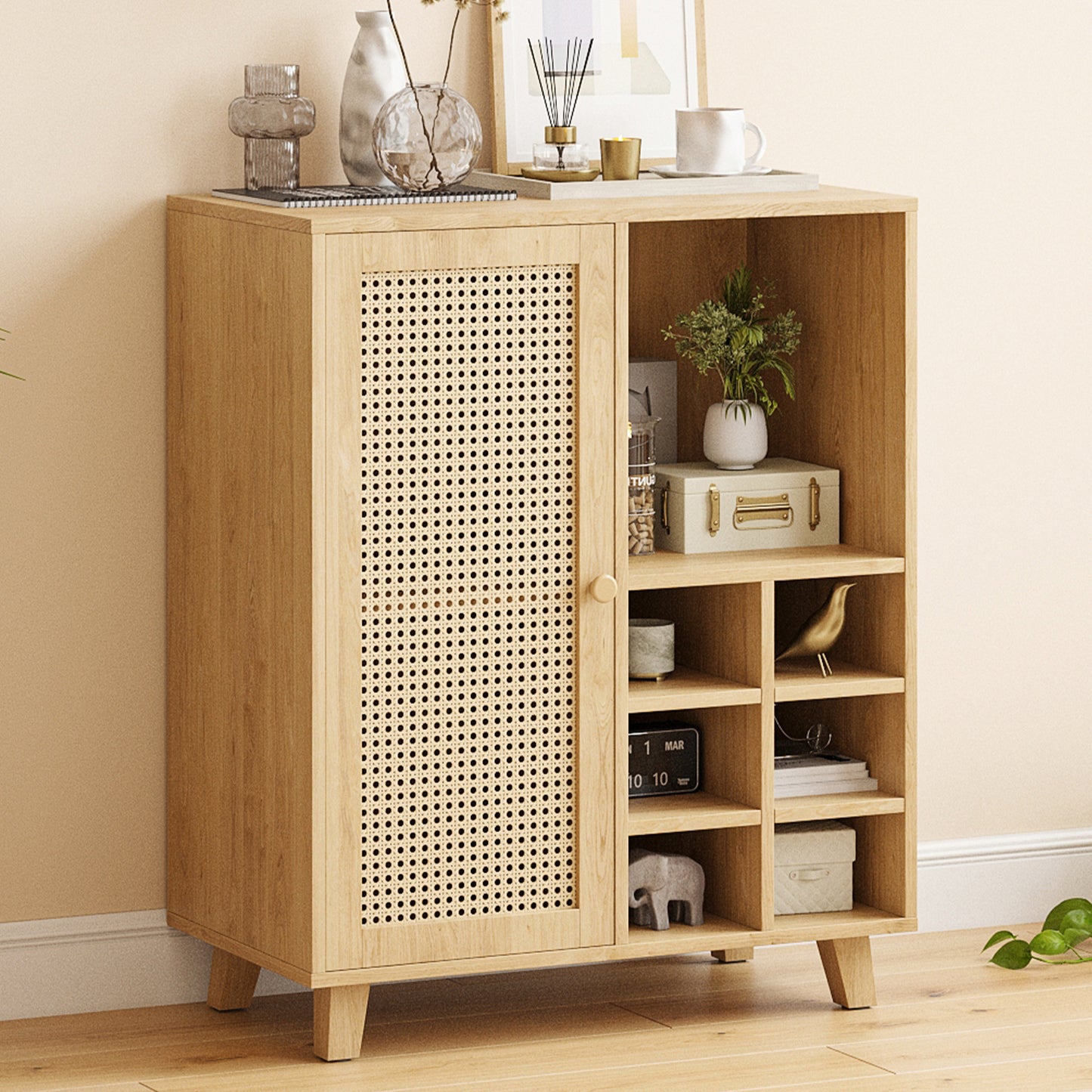 Farini Sideboard Buffet Cabinet, Bar Cabinet with Wine Racks and Adjustable Shelf for Kitchen, Living Room, Home Bar