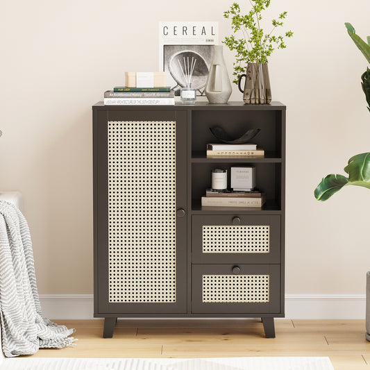 Farini Sideboard Buffet Cabinet, Accent Cabinet with Drawers and Adjustable Shelf for Kitchen, Living Room, Entryway, Black