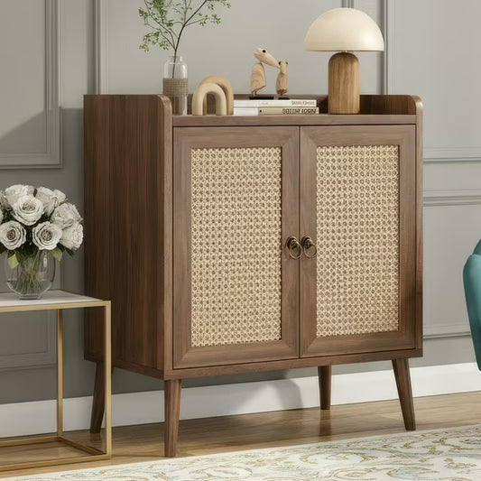 Farini Sideboard Buffet Cabinet Bar Cabinets with Rattan Decorated Doors(Vintage)