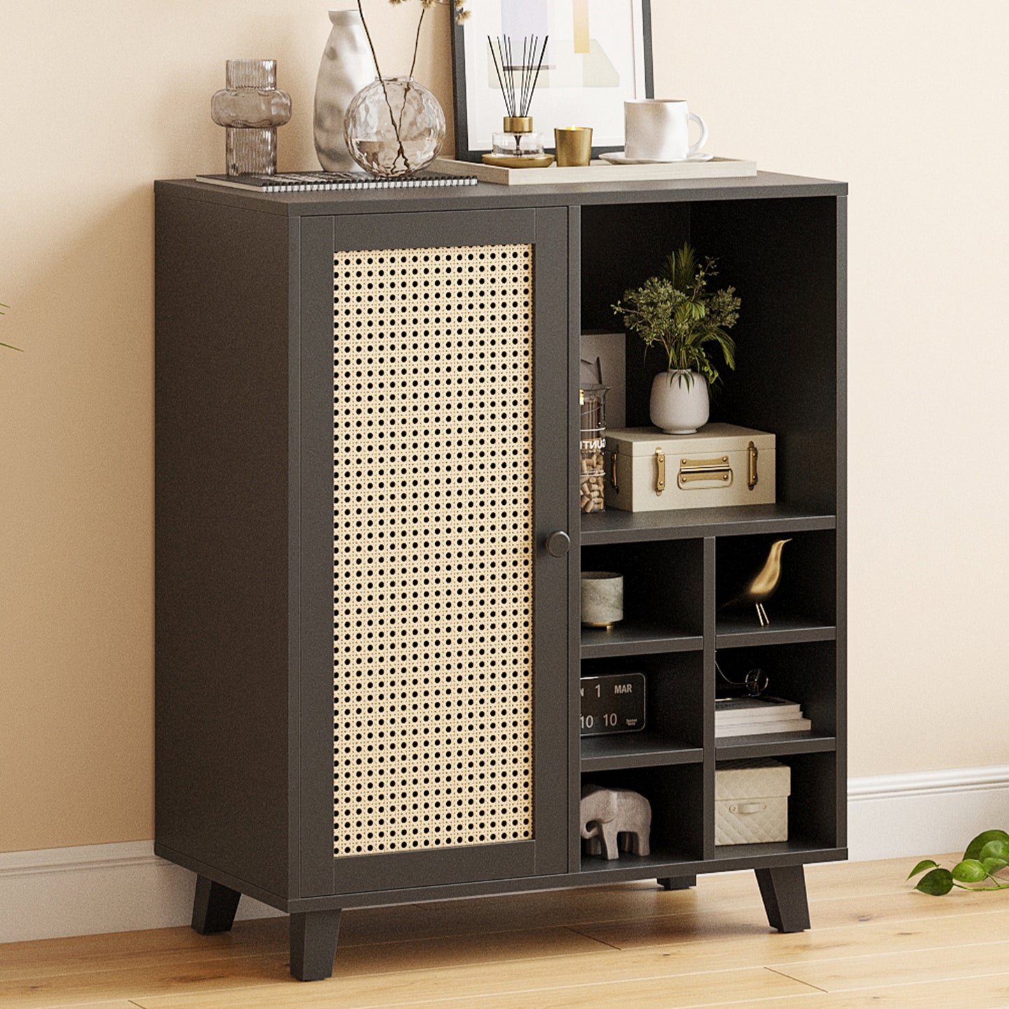 Farini Sideboard Buffet Cabinet, Bar Cabinet with Wine Racks and Adjustable Shelf for Kitchen, Living Room, Home Bar