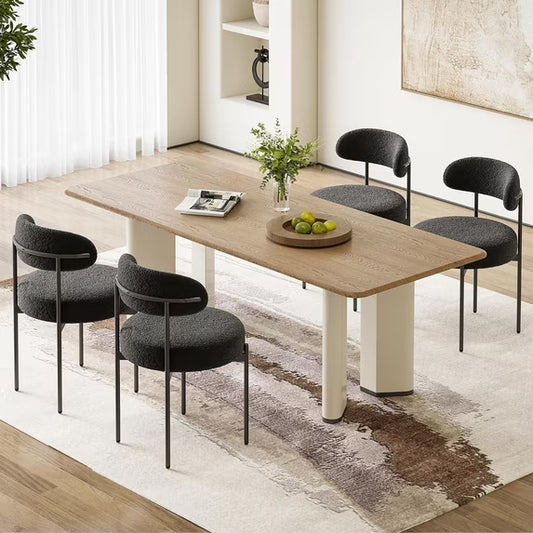 Farini Mid-Century Modern Dining Chairs Set of 4, Upholstered Kitchen Chairs with Metal Legs for Dining Room, Living Room, Cafe, Black