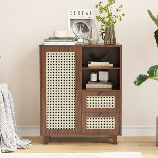 Farini Sideboard Buffet Cabinet, Accent Cabinet with Drawers and Adjustable Shelf for Kitchen, Living Room, Entryway, Walnut