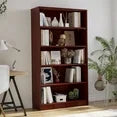 Farini 5 Tiers Bookcase, Wooden Bookcase with Adjustable Shelves for Home, Office
