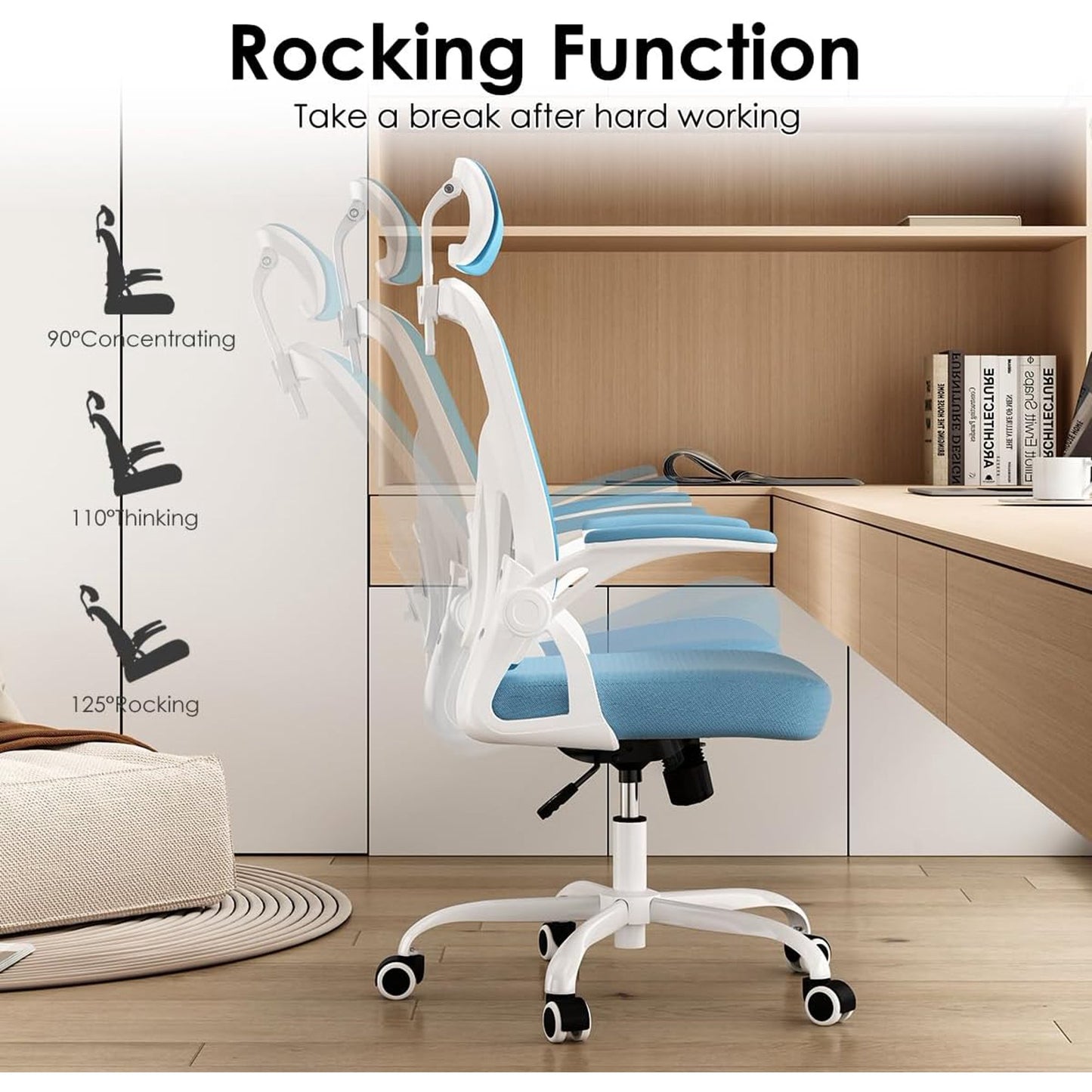 Farini Ergonomic Office Chair, Home Office Desk Chair with Headrest, High Back Computer Chair with Armrests and Adjustable Lumbar Support.for Home Office Study Room Bedroom