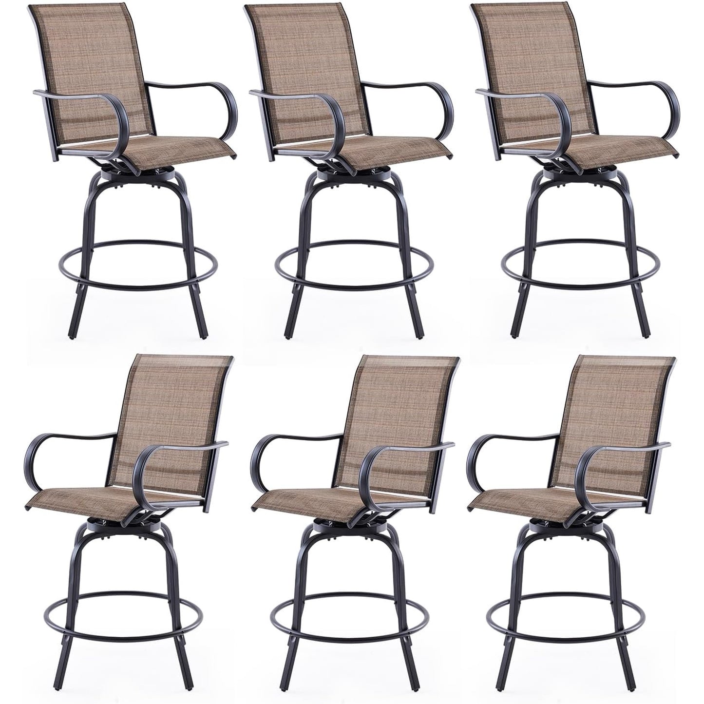 Farini Outdoor Bar Stools Set, 360°Swivel Patio Barstools with Textile Fabric,Ergonomic Comfort Bar Height Tall Outdoor Stools for Balcony