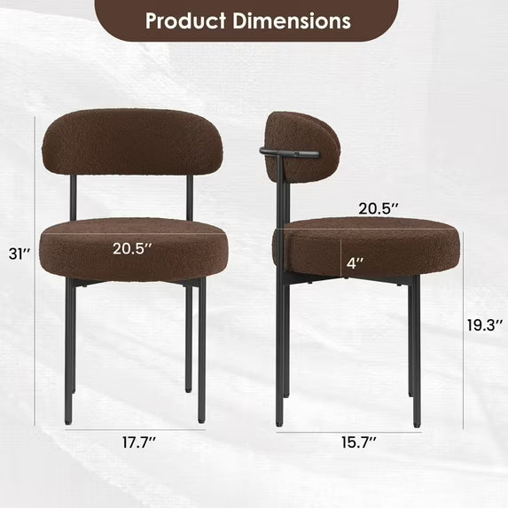 Farini Mid-Century Modern Dining Chairs Set of 2, Upholstered Kitchen Chairs with Metal Legs for Dining Room, Living Room, Cafe, Coffee