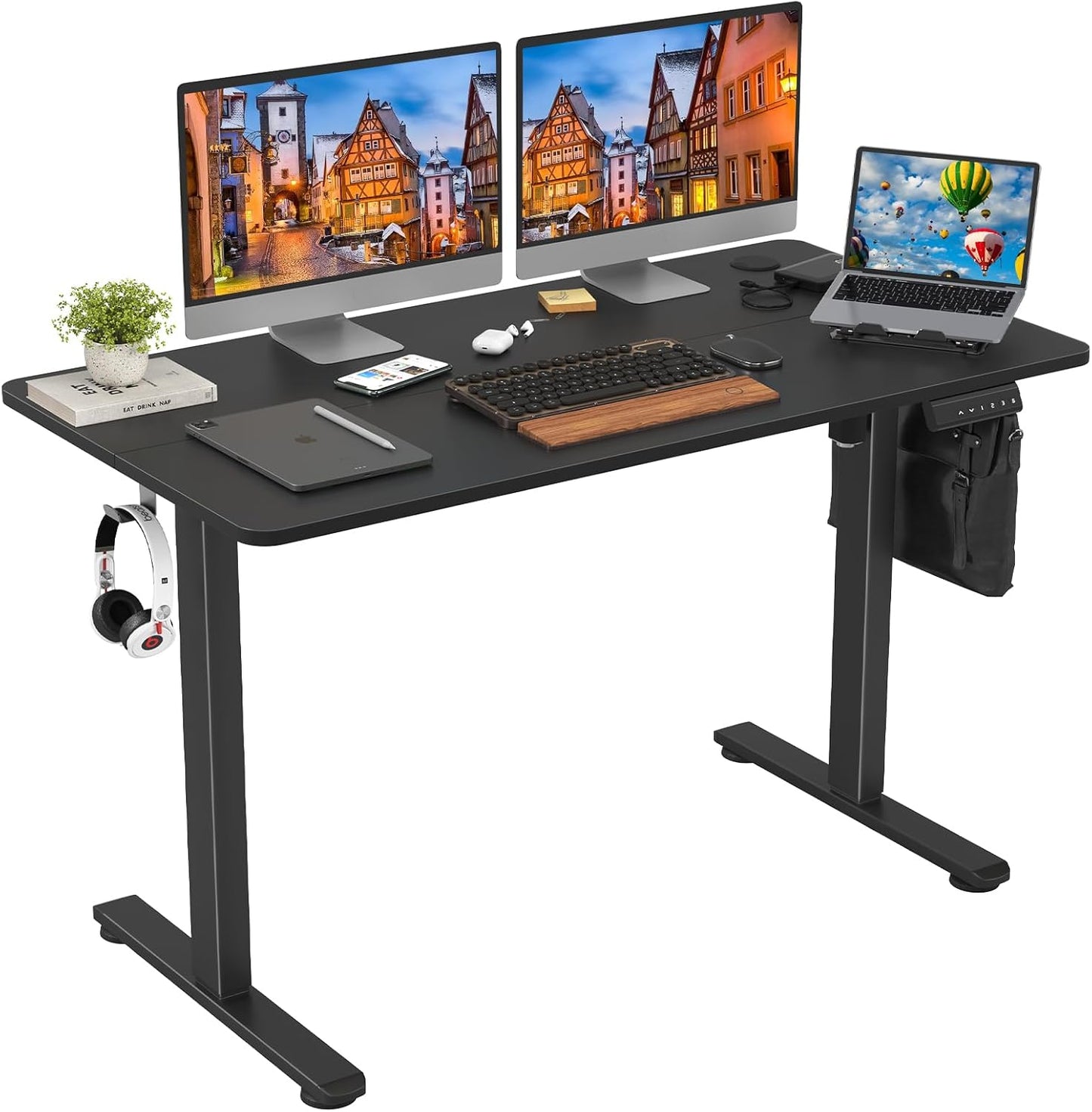 Farini Electric Standing Desk 40"x24", Adjustable Height Sit Stand Desk with Splice Board for Home Office