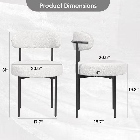 Farini Mid-Century Modern Dining Chairs Set of 2, Upholstered Kitchen Chairs with Metal Legs for Dining Room, Living Room, Cafe, Beige