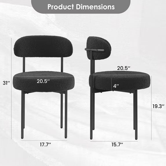 Farini Mid-Century Modern Dining Chairs Set of 4, Upholstered Kitchen Chairs with Metal Legs for Dining Room, Living Room, Cafe, Black