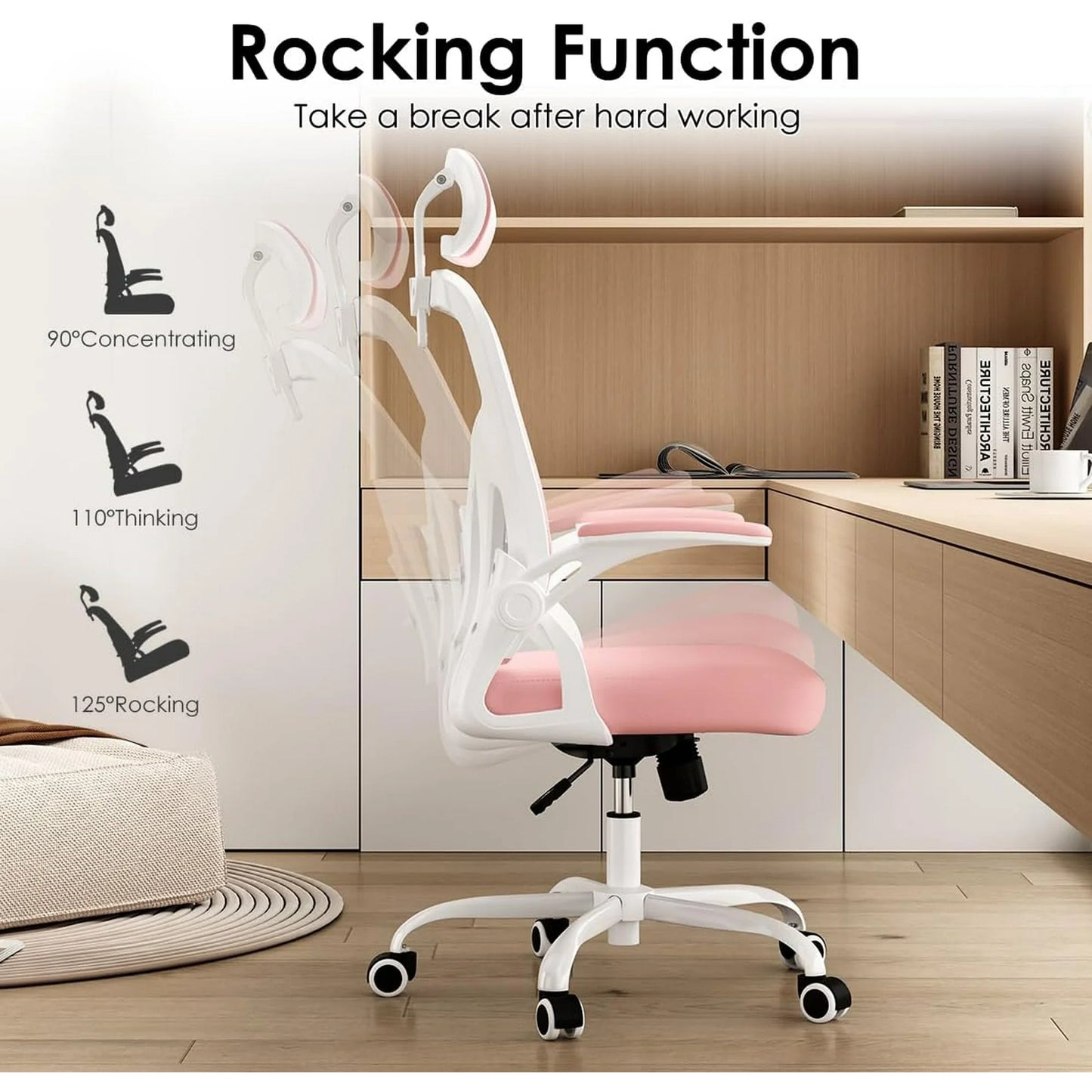 Farini Ergonomic Office Chair, Home Office Desk Chair with Headrest, High Back Computer Chair with Armrests and Adjustable Lumbar Support.for Home Office Study Room Bedroom