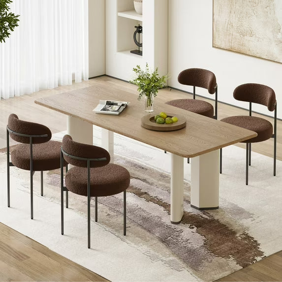 Farini Mid-Century Modern Dining Chairs Set of 4, Upholstered Kitchen Chairs with Metal Legs for Dining Room, Living Room, Cafe, Coffee