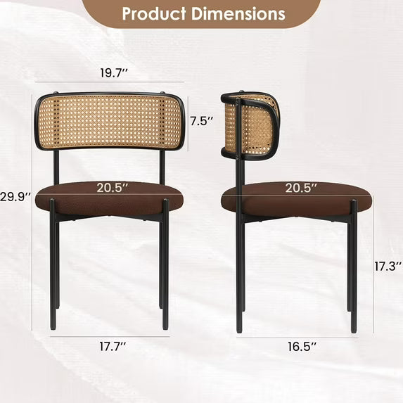 Farini Mid-Century Modern Dining Set, 47" Round Wood Kitchen Table & 4 Upholstered Chairs, Seats 4-6, for Kitchen, Dining Room, Walnut
