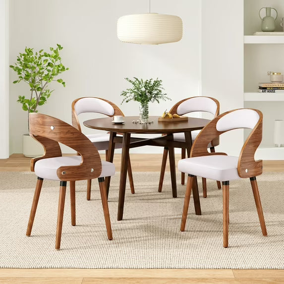 Farini Set of 2 Wood Dining Chairs with Curved Backrest for Kitchen Dining Room, Light Grey