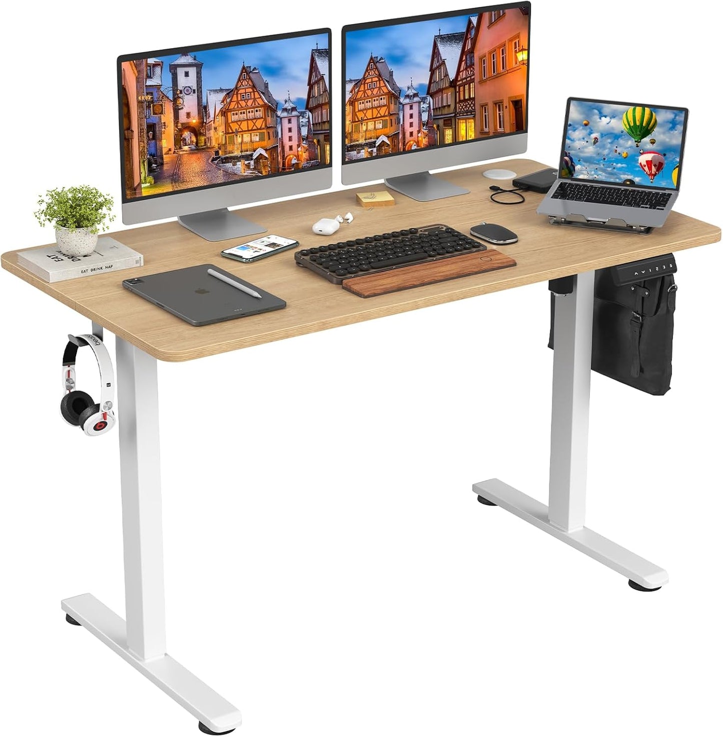 Farini Electric Standing Desk 40"x24", Adjustable Height Sit Stand Desk with Splice Board for Home Office