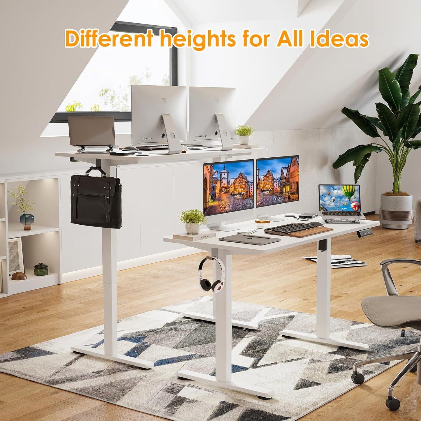 Farini Electric Standing Desk 40"x24", Adjustable Height Sit Stand Desk with Splice Board for Home Office