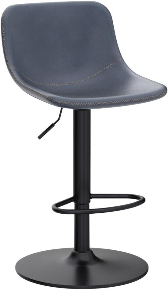 Farini Adjustable Bar Stools Set of 2, Modern Swivel Bar Stools, Bar Height Stools with Back Support, Pu Leather Bar Stool for Kitchen Island Counter