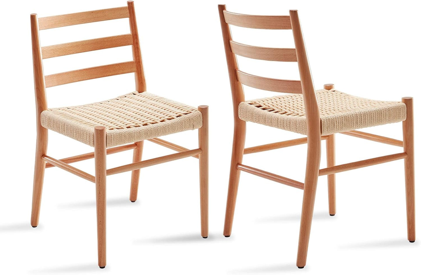 Farini Wood Rattan Dining Room Chairs with Comfortable Woven Seat,Fully-Assembled