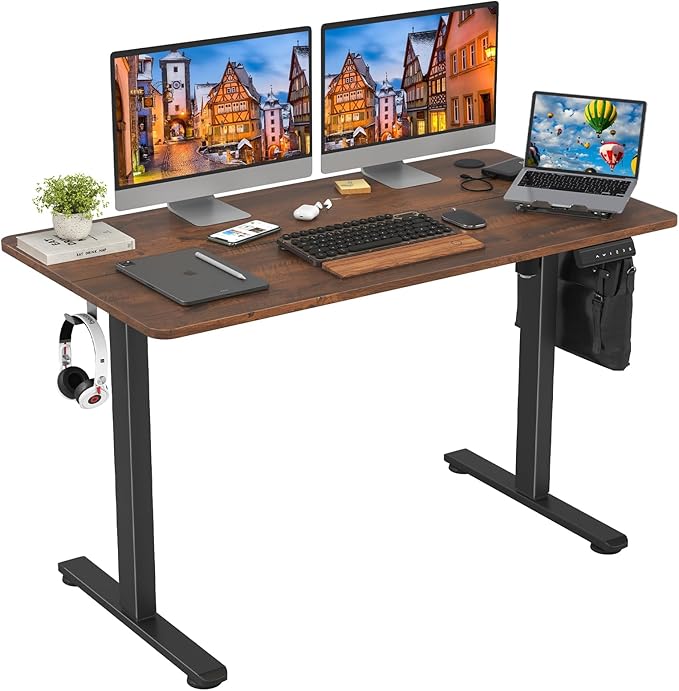 Farini Electric Standing Desk 40"x24", Adjustable Height Sit Stand Desk with Splice Board for Home Office