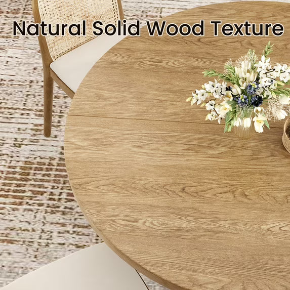 Farini 43" Round Dining Table, Modern Wood Kitchen Table with Hidden Storage & Metal Base, Seats 4, for Dining Room or Kitchen, Walnut