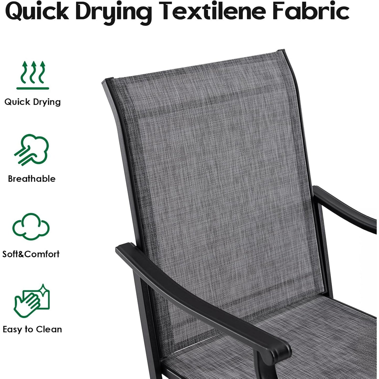 Farini Outdoor Dining Chairs Set, 360°Swivel Patio Dining Chair with Textilene Fabric, Outdoor Metal Armchair All Weather Resistant, Ergonomic Comfort, Perfect for Patio, Backyard, Balcony